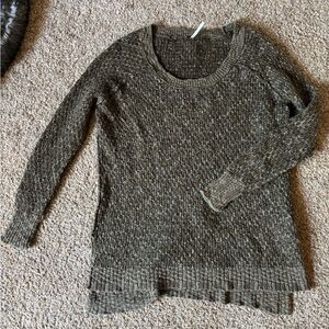 Free People Green Crew Neck Sweater Textured Knit